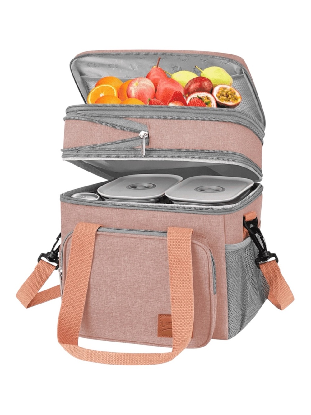 Insulated Pink Lunch Cooler Tote Bag